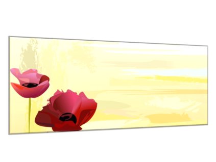 Obraz skleněný malovaný květ vlčí mák (Rozměry-obdélník 90 x 120 cm)