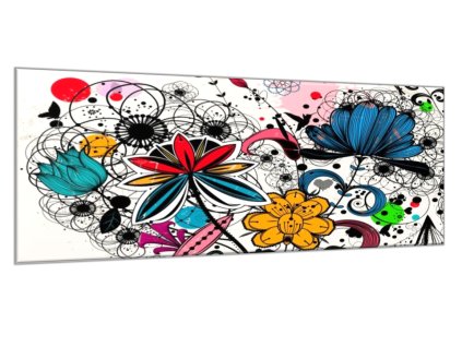 Obraz skleněný malované abstraktní květy (Rozměry-obdélník 90 x 120 cm)