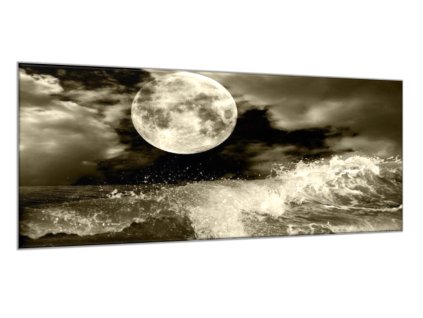 Obraz skleněný úplněk nad mořem (Rozměry-obdélník 90 x 120 cm)