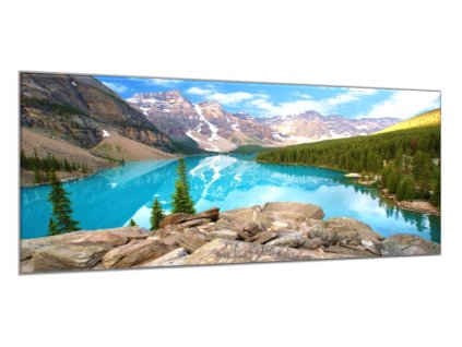 Obraz skleněný morénové jezero mezi horami (Rozměry-obdélník 90 x 120 cm)