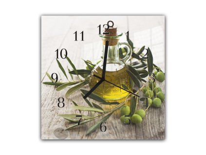 Nástěnné hodiny 30x30cm olivy a olej (Materiál plexi)