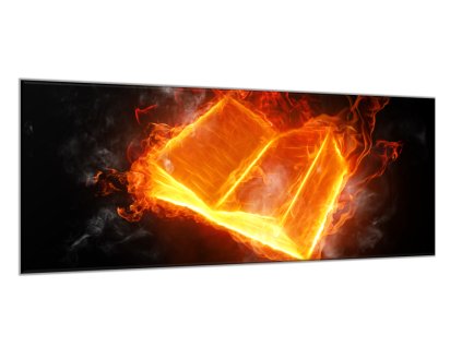 Obraz skleněný hořící kniha (Rozměry-obdélník 90 x 120 cm)