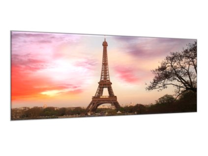 Obraz na skle Eiffelova věž v západu slunce (Rozměry-obdélník 90 x 120 cm)