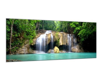 Obraz skleněný vodopád u řeky (Rozměry-obdélník 90 x 120 cm)