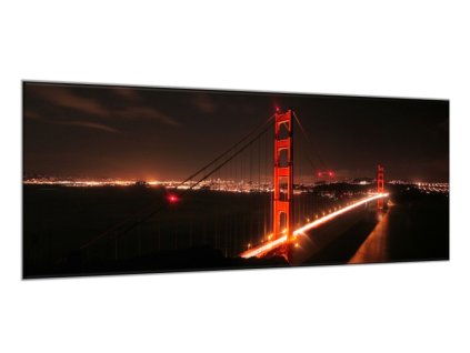 Obraz skleněný noční most Zlatá brána (Rozměry-obdélník 90 x 120 cm)