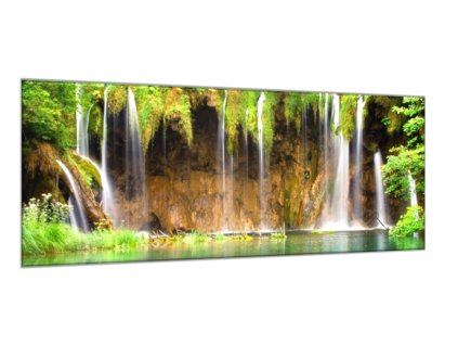Obraz skleněný vodopád v lese (Rozměry-obdélník 90 x 120 cm)
