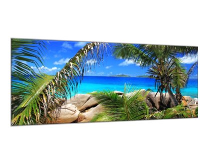 Obraz skleněný tropické moře a palmy (Rozměry-obdélník 90 x 120 cm)