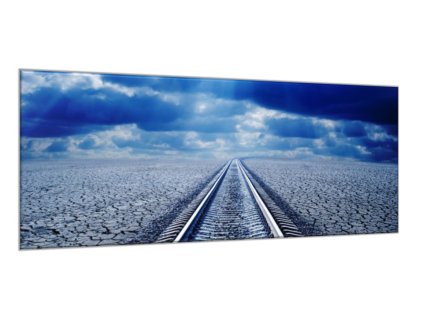 Obraz skleněný železnice v noci (Rozměry-obdélník 90 x 120 cm)