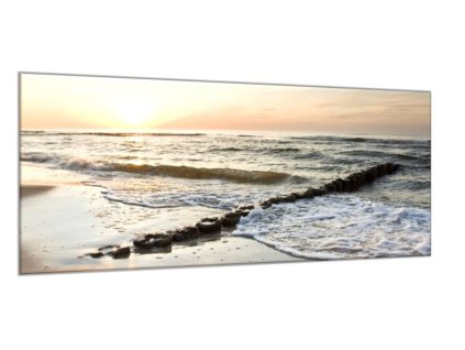 Obraz skleněný západ slunce u moře (Rozměry-obdélník 90 x 120 cm)