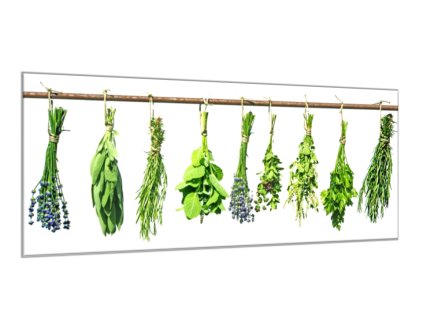 Obraz skleněný bylinky visí na tyči (Rozměry-obdélník 90 x 120 cm)