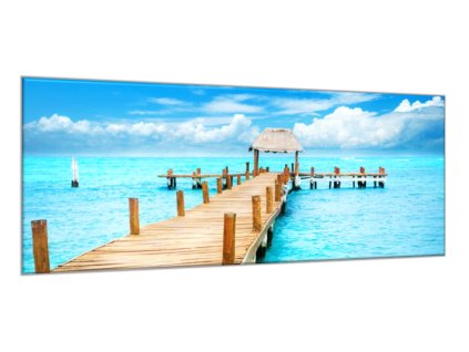 Obraz skleněný molo do tropického moře (Rozměry-obdélník 90 x 120 cm)