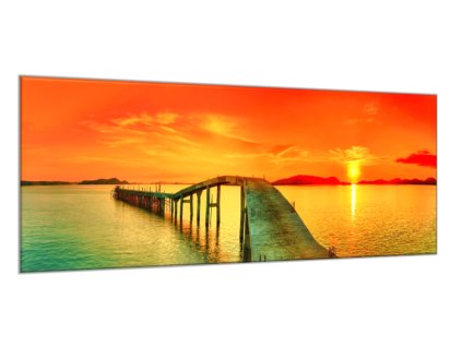 Obraz skleněný západ slunce nad mořem (Rozměry-obdélník 90 x 120 cm)