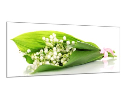Obraz skleněný květy konvalinky v listu (Rozměry-obdélník 90 x 120 cm)