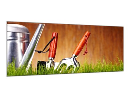 Obraz skleněný zahradní nářadí (Rozměry-obdélník 90 x 120 cm)