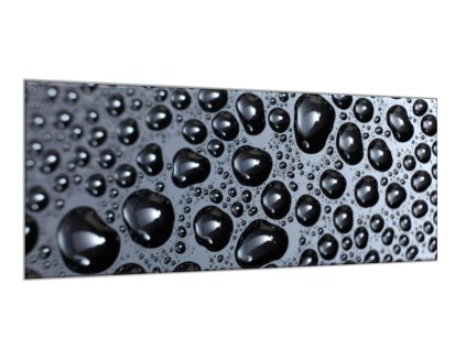 Obraz skleněný kapky vody na černém podkladu (Rozměry-obdélník 90 x 120 cm)