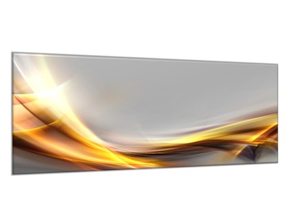 Obraz skleněný žlutá zářivá vlna šedý podklad (Rozměry-obdélník 90 x 120 cm)
