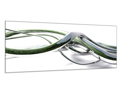 Obraz skleněný abstrakt chromové linie vlna (Rozměry-obdélník 90 x 120 cm)