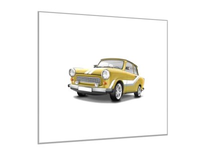 Skleněný obraz auto zelený Trabant (Rozměry-čtverec 90 x 90 cm)