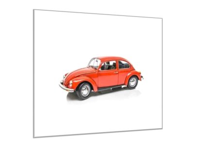Skleněný obraz červené auto brouk (Rozměry-čtverec 90 x 90 cm)