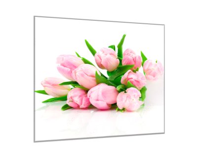 Obraz skleněný čtvercový kytice růžových tulipánů (Rozměry-čtverec 90 x 90 cm)