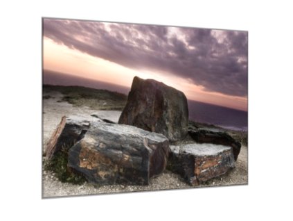 Obraz skleněný kameny na pobřeží (Rozměry-čtverec 90 x 90 cm)