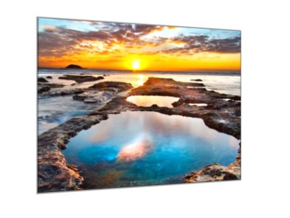 Obraz skleněný západ slunce nad oceánem (Rozměry-čtverec 90 x 90 cm)