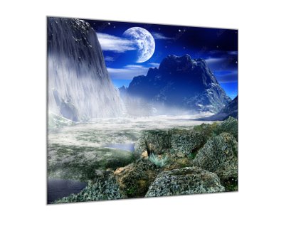Obraz skleněný noční fantasy krajina (Rozměry-čtverec 90 x 90 cm)