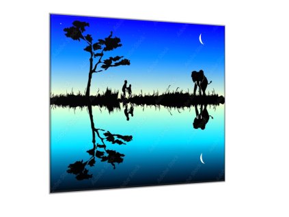 Obraz skleněný noční Afrika vektor (Rozměry-čtverec 90 x 90 cm)