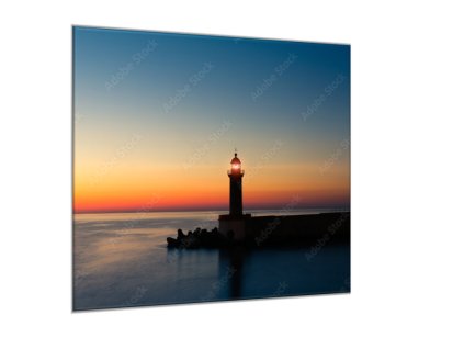 Obraz skleněný maják v západu slunce (Rozměry-čtverec 90 x 90 cm)