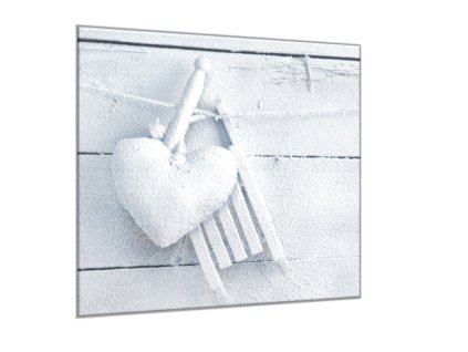 Obraz skleněný romantické zimní srdce (Rozměry-čtverec 90 x 90 cm)