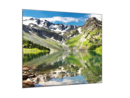 Obraz skleněný horské jezero (Rozměry-čtverec 90 x 90 cm)