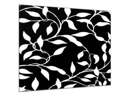 Obraz skleněný čtvercový vzor černo bílé listí (Rozměry-čtverec 90 x 90 cm)