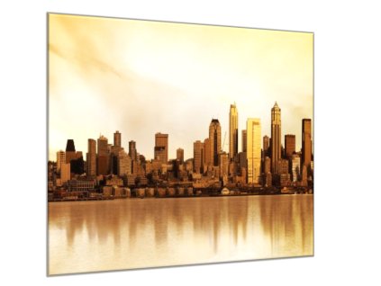 Skleněný obraz čtvercový město západ slunce (Rozměry-čtverec 90 x 90 cm)
