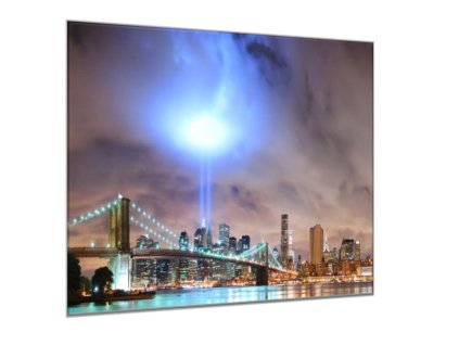 Skleněný obraz čtvercový noční město New York (Rozměry-čtverec 90 x 90 cm)