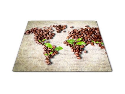 Skleněné prkénko káva ve tvaru mapy (Prkénko 40x30cm)