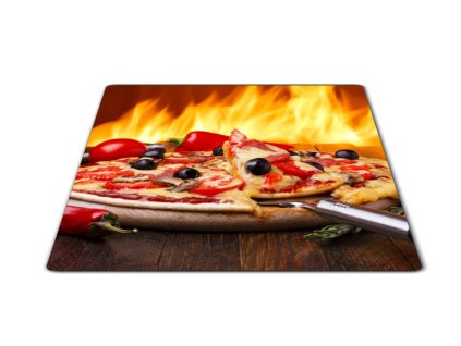 Skleněné prkénko pizza s olivami a chilli (Prkénko 40x30cm)