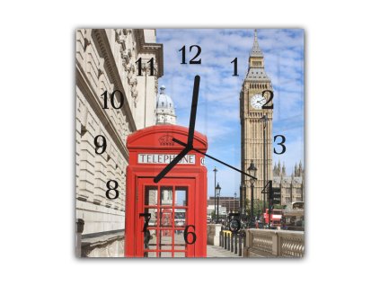 Nástěnné hodiny 30x30cm Anglie Big Ben (Materiál kalené sklo)