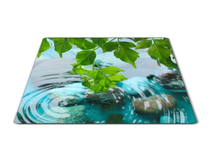 Skleněné prkénko listí odraz ve vodě (Prkénko 40x30cm)