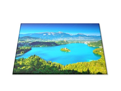 Skleněné prkénko jezero Bled Slovinsko (Prkénko 40x30cm)