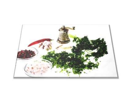 Skleněné prkénko sada koření a byliny (Prkénko 40x30cm)
