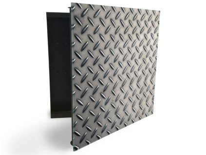 Glasdekor skříňka na klíče - kovový plech se vzorem (Barva skříňky Černá, Otevírání Pravé)