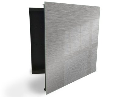 Glasdekor skříňka na klíče - textura nerezový plech (Barva skříňky Černá, Otevírání Pravé)