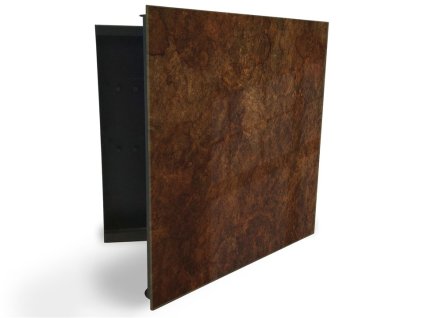 Glasdekor skříňka na klíče - tmavě hnědý kámen textura (Barva skříňky Černá, Otevírání Pravé)