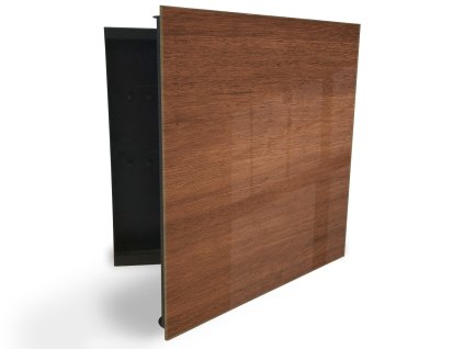 Glasdekor skříňka na klíče - dřevo ořech (Barva skříňky Černá, Otevírání Pravé)