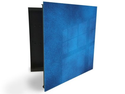 Glasdekor skříňka na klíče - modrá metalíza (Barva skříňky Černá, Otevírání Pravé)