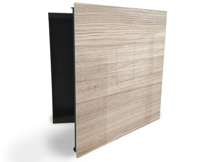 Glasdekor skříňka na klíče - světlé jasanové dřevo (Barva skříňky Černá, Otevírání Pravé)