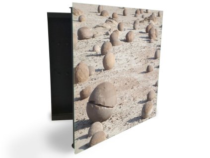 Glasdekor skříňka na klíče - Ischigualasto park (Barva skříňky Černá, Otevírání Pravé)