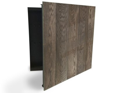 Glasdekor skříňka na klíče - mořené dubové dřevo (Barva skříňky Černá, Otevírání Pravé)