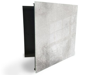 Glasdekor skříňka na klíče - textura betonové zdi (Barva skříňky Černá, Otevírání Pravé)