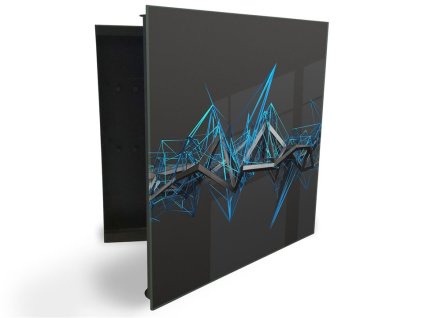 Glasdekor skříňka na klíče - 3D abstrakce (Barva skříňky Černá, Otevírání Pravé)